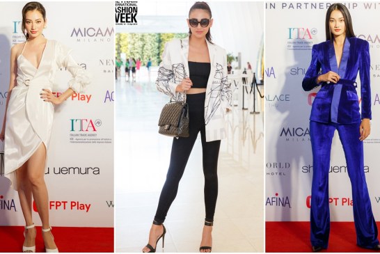 Dàn hoa hậu hội ngộ trên thảm đỏ họp báo Aquafina Vietnam International Fashion Week Xuân Hè 2019