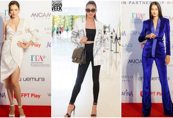 Dàn hoa hậu hội ngộ trên thảm đỏ họp báo Aquafina Vietnam International Fashion Week Xuân Hè 2019