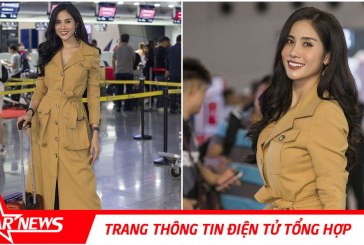 Á hậu Hoàng Hạnh rạng ngời về nước trong vòng tay bạn bè