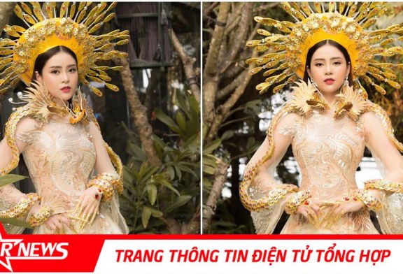 Á hậu Lý Kim thảo quyền lực với áo dài hoàng bào họa tiết rồng phượng