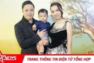 Đinh Ngọc Diệp lộng lẫy với váy Hoàng Hải, bế con đến chúc mừng chồng ra mắt phim Mắt Biếc