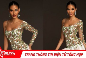 Trang phục dạ hội lấy cảm hứng từ hoa giọt tuyết của Hoàng Thùy tại Miss Universe 2019