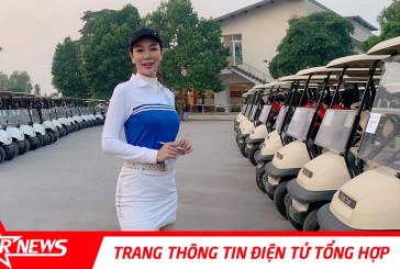 Á hoàng Golf Queen Hải Anh xuất hiện rạng rỡ trên sân khấu trao giải golf tại Đại Lải Golf Club