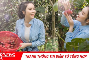 Lý Nhã Kỳ mướt mồ hôi vẫn xinh đẹp rạng ngời trong vườn rau