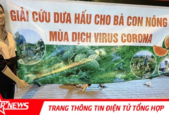 Á hậu Kim Duyên xuống đường “giải cứu” dưa hấu giúp bà con nông dân quê nhà