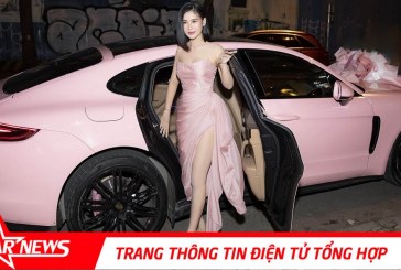 Hoa hậu Phạm Oanh ăn vận tone-sur-tone với siêu xe màu hồng đón sinh nhật