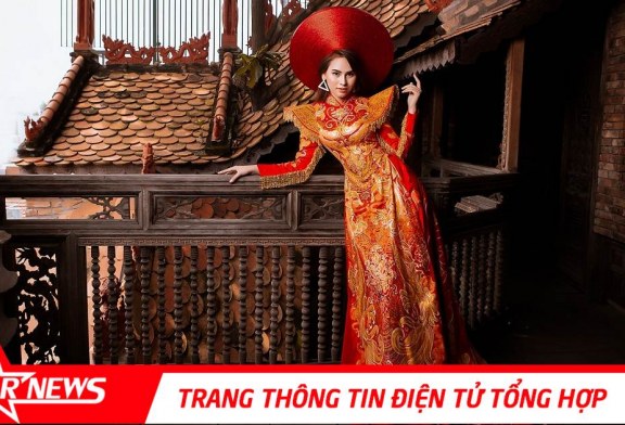 Hoa khôi Khánh My đẹp như bà hoàng trong tà áo dài của Tommy Nguyễn