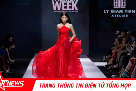 Chế Nguyễn Quỳnh Châu lộng lẫy, kiêu sa trong bộ sưu tập mới của “thần đồng thiết kế” lý giám tiền tại Aquafina Vietnam International Fashion Week 2020