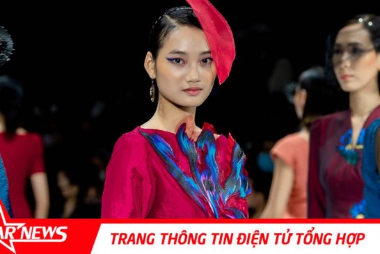 Quỳnh Anh – học trò siêu mẫu Võ Hoàng Yến làm vedette trình diễn bộ sưu tập của NTK Tiny Ink Hoàng Quyên tại Aquafina Vietnam International Fashion Week 2020